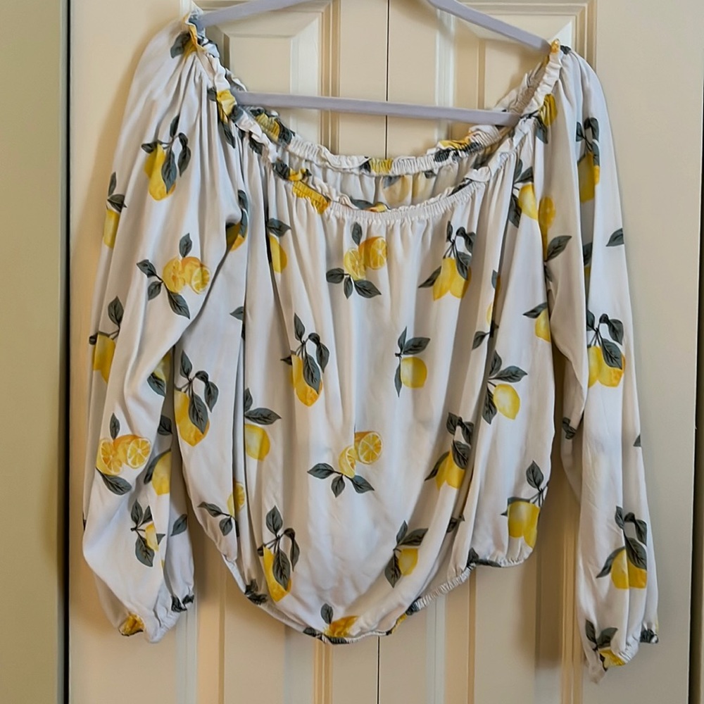 Lemon off the shoulder crop top